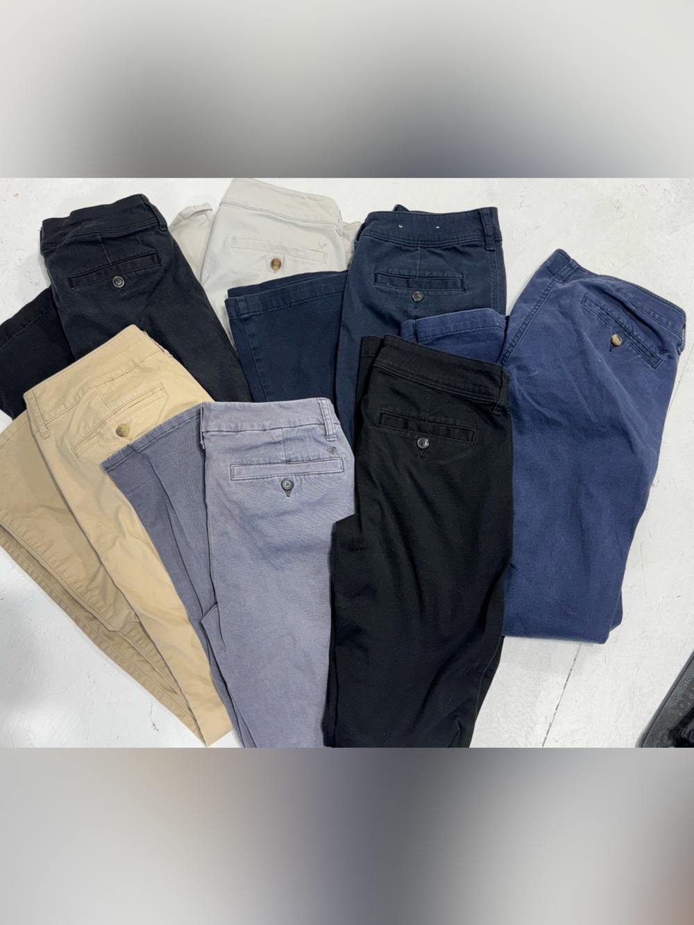 American Eagle Chino Pants Bundle — Navy, Black, Khaki, Light Gray, Cream